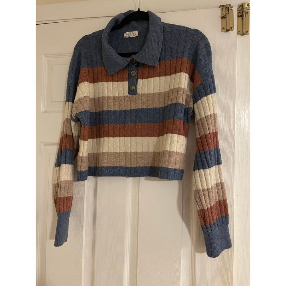 Jolie & Joy Y2K cropped striped sweater size XL